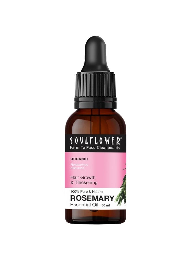 Soulflower Rosemary Essential Oil for Hair Growth, Hair Fall Control, Nourishment & Strengthening, Skin Care| Clinically Tested and Ecocert Certified Organic 100% Pure & Natural Undiluted, 30ml - Image 1